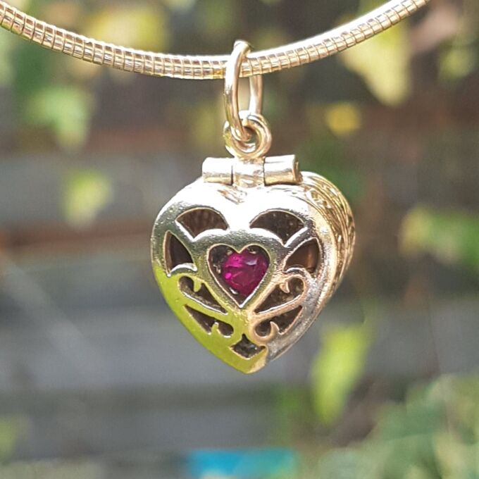 Truly Fabulous Heart Locket Secret Ruby Ring in 9ct Gold