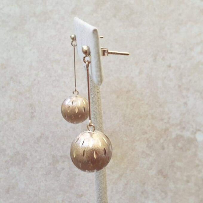 Glitterball Drop Earrings in 9ct Gold