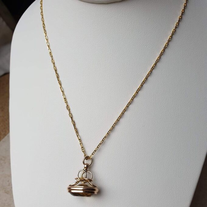 Oval Citrine Fob Pendant in 9ct Gold