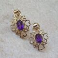 Amethyst Heart Detail Earrings in 9ct Gold