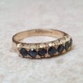 Seven Stone Dark Sapphire Band Ring in 9ct Gold
