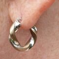 Two Colour Twisted Hoop Earrings in 9ct Gold