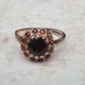 Garnet Cluster Ring in 9ct Gold, a UK K 1/2 or a US 5 1/2