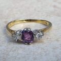 Purple Sapphire and Diamond Ring in 18ct Gold, a UK M 1/2 or a US 6 1/2.