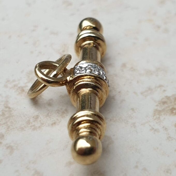 T Bar Pendant with Diamond Accents in 9ct Gold