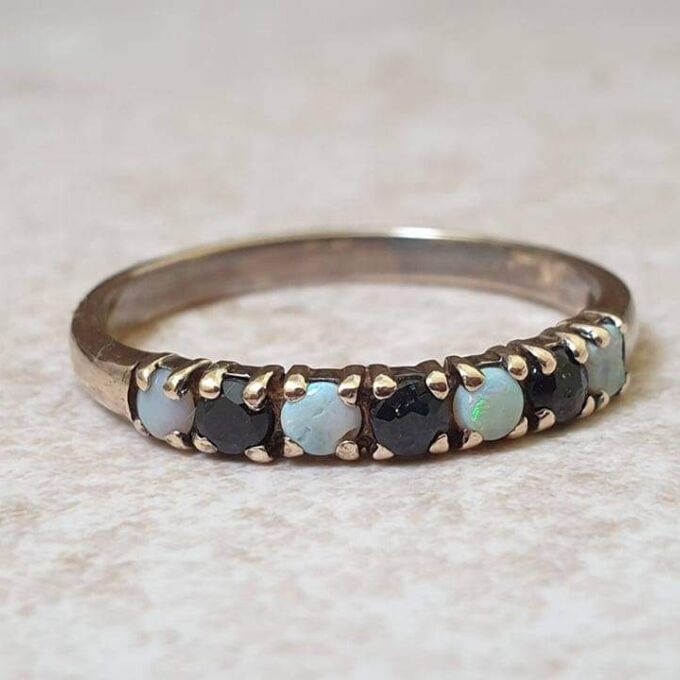 Opal and Sapphire Band ring in 9ct Gold.