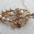 RESERVED – Pearl, Diamond and Ruby Brooch and Pendant in 9ct gold