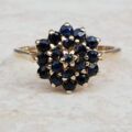 Synthetic Sapphire Cluster Ring in 9ct Gold, a UK M 1/2 or a US 6 3/4.