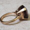 Heavy Smoky Quartz Ring in 9ct Gold.
