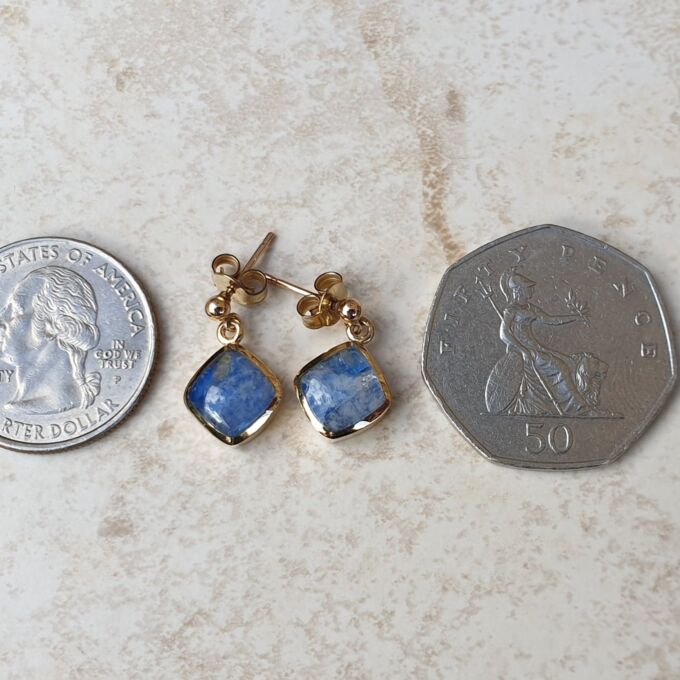 Blue Moonstone Earrings in 9ct Gold.