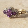 Amethyst and Diamond Ring in 9ct Gold,  a UK K or a US 5 1/2.