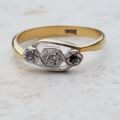Art Deco Trilogy Diamond Ring in 18ct Gold & Platinum, a UK J 1/2 or a US 5 1/4.