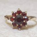 Garnet Cluster ring in 9ct Gold.