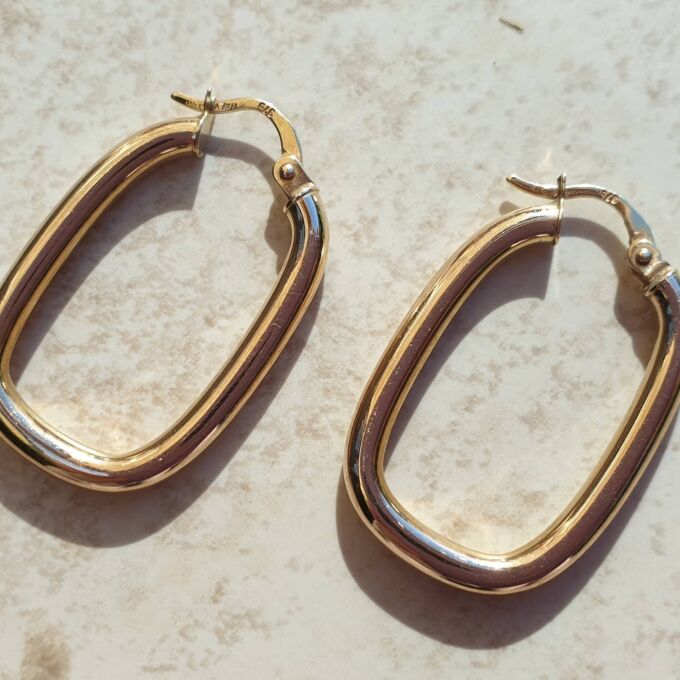 Squared Hoop Earrings in 9ct Gold
