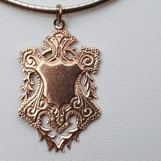 Vintage Ornate Medallion Pendant in 9ct Rose Gold