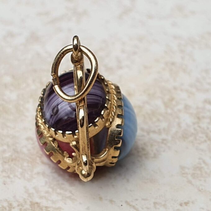 Three Colour Spinning Fob Pendant in 9ct Gold