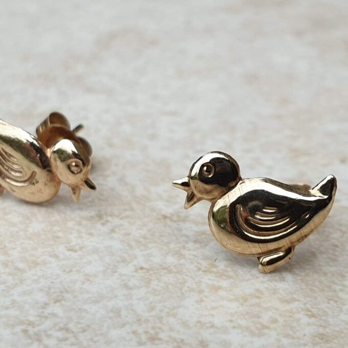 Fun Duck Earrings in 9ct Gold.