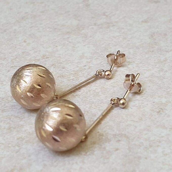 Glitterball Drop Earrings in 9ct Gold
