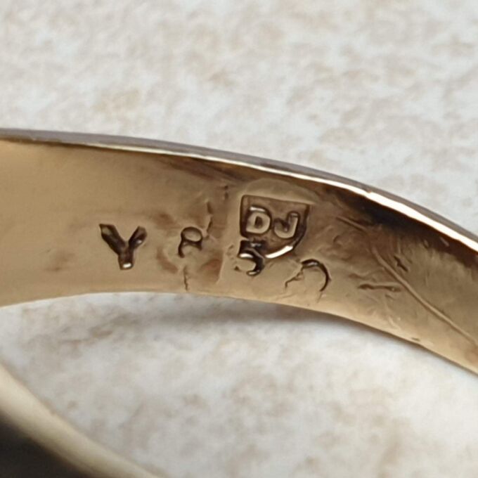 Blue Goldstone Signet Ring in 9ct Gold.