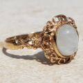 Dreamy Ornate Paste Solitaire Ring in 9ct Gold, a UK N 1/2 or a US 7 1/4.
