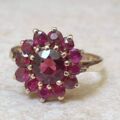 Rhodolite Garnet Cluster Ring in 9ct Gold.