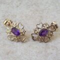 Amethyst Heart Detail Earrings in 9ct Gold
