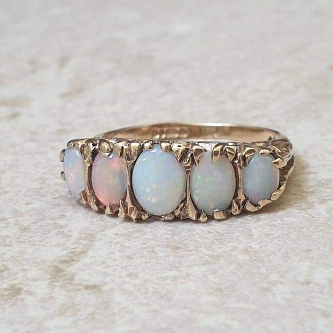 Five Stone Opal Ring in 9ct Gold.