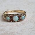 Opal and Garnet Ring in 9ct Gold, a UK N or a US 7