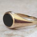 East West Oval Onyx Signet Ring in 9ct Gold.