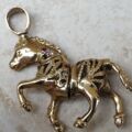 Horse or Pony Pendant with Rubies and Sapphires in 9ct Gold