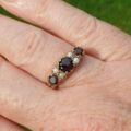 Garnet and Seed Pearl Ring in 9ct Gold.