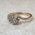 Diamond Twin Daisy Crossover Ring in 9ct Gold, a UK M or a US 6 1/4