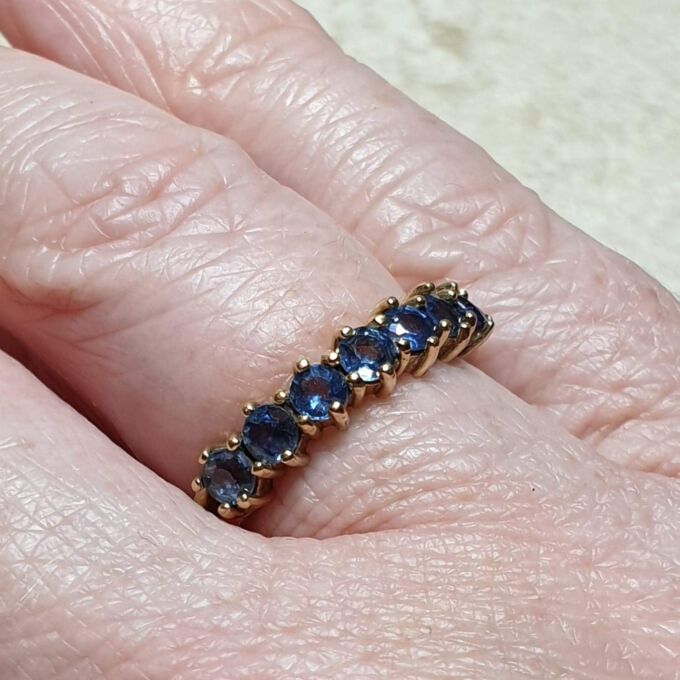 Reserved Cornflower Blue Sapphire Stacking Band,18ct Gold, a UK L 1/2 or a US 6.