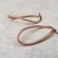 Textured Curved Oval Hoop Earrings in 9ct Rose Gold