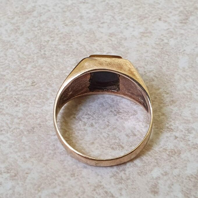 Tiny Tigers Eye Signet Ring in 9ct Gold.