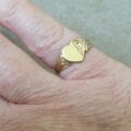Ornate Part Engraved Heart Signet in 9ct Gold, a UK J or a US 5