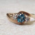 Topaz & Diamond Crossover Trilogy Ring in 9ct Gold.