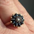Sapphire and Diamond Cluster Ring in 9ct Gold, a UK J 1/2 or a US 5 1/4