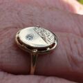 Diamond Set Engraved Signet Ring in 9ct Gold