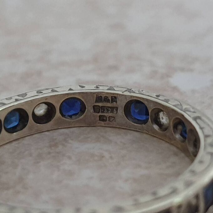 Sapphire and Spinel Full Eternity Ring in 9ct Gold, a UK M or a US 6 1/2