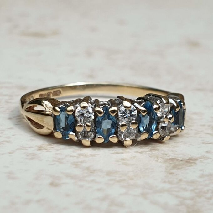 Marquise Cut Topaz and Paste Ring in 9ct Gold, a UK L or a US 6.