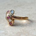 Ruby & Paste Scroll Ring in 9ct Gold.