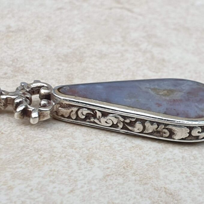 Double Sided Malachite & Agate Pendant by David Scott Walker in Sterling Silver