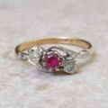 Ruby & Diamond Crossover Ring in 18ct Gold and Platinum.