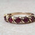 Five Stone Ruby Ring in 9ct Gold.