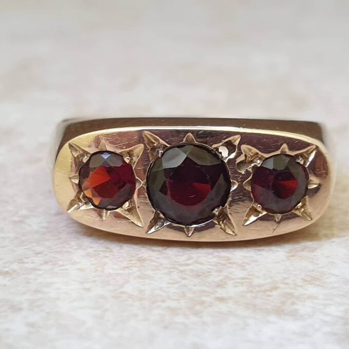 Garnet Set Signet Ring in 9ct Gold, a UK X 1/2 or a US 12