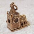 Opening Church Charm with Stanhope Lens and Wedding Scene Inside in 9ct Gold.