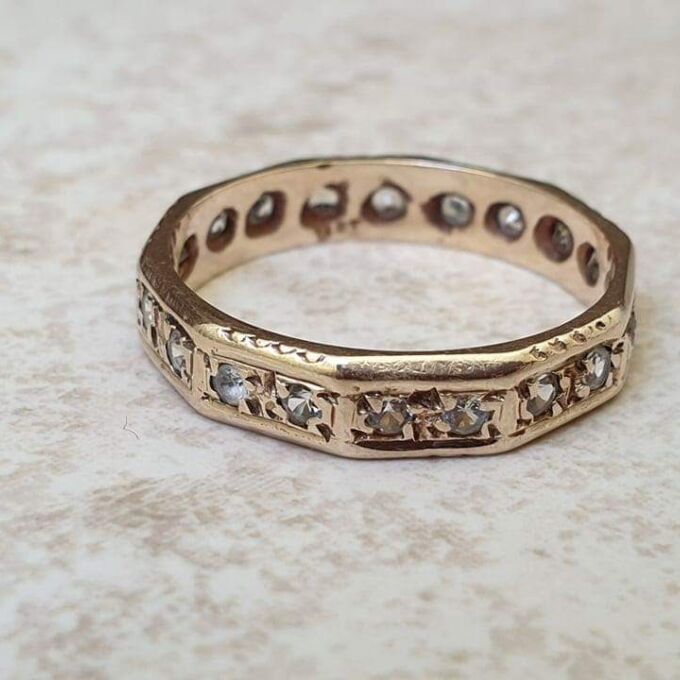 Reserved – Quartz Full Eternity Ring in 9ct Gold.