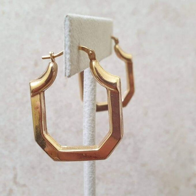 Geometric Design Hoops in 9ct Gold