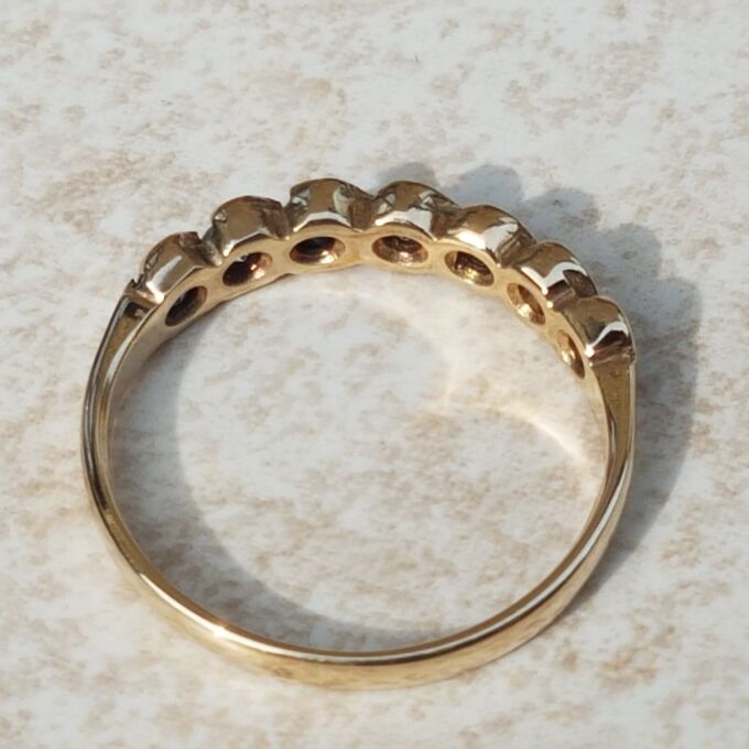 RESERVED – Sapphire and Diamond 9ct Gold Band, a UK K – K 1/2 or a US 5 3/4.